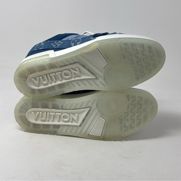 LOUIS VUITTON LV TRAINER SNEAKER DENIM BLUE WHITE SIZE 37 - Picture 14 of 14